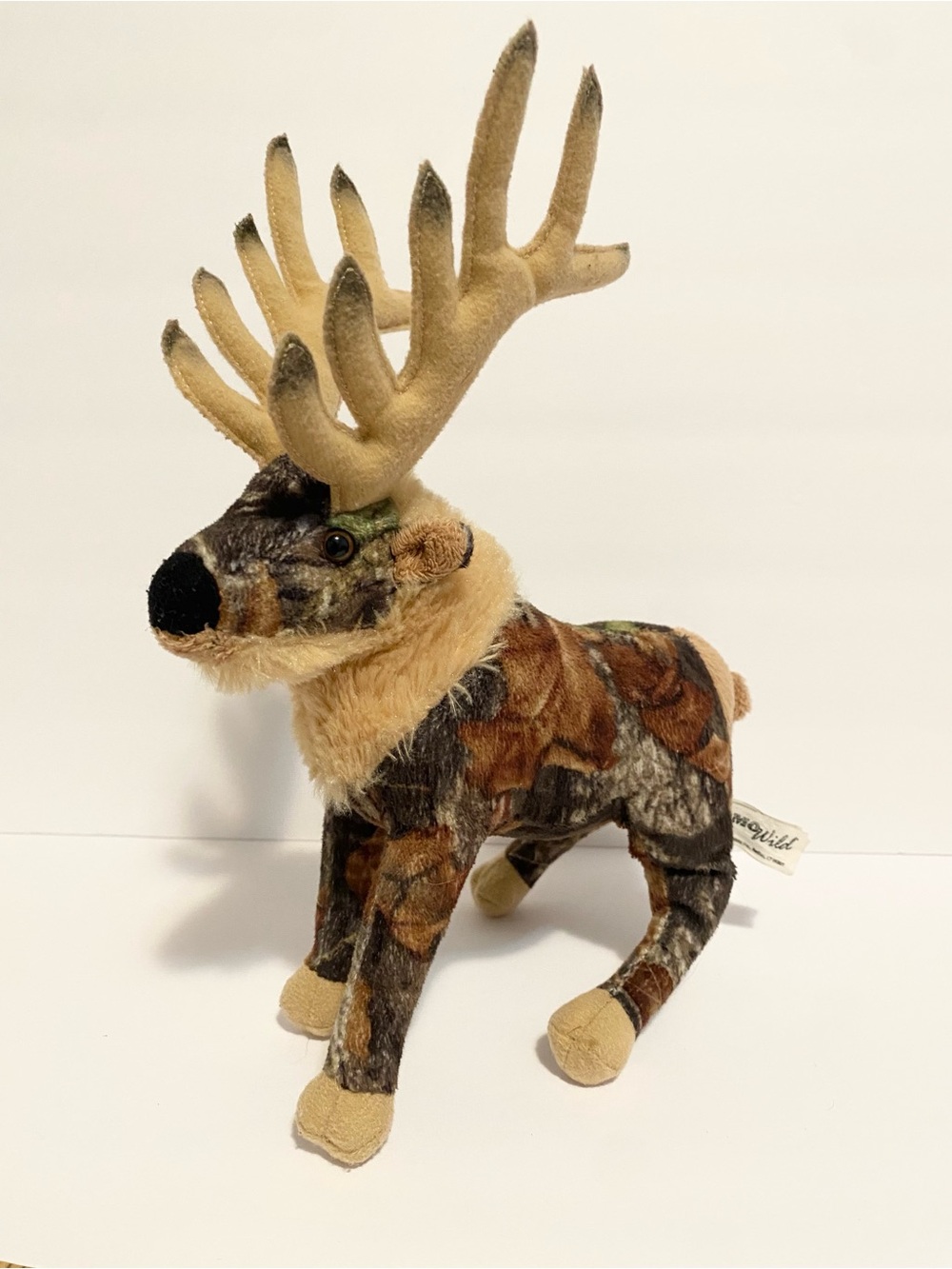 Camo Wild Reindeer Deer Plush Camouflage Stuffed Animal Toy 8” Wildlife Artist